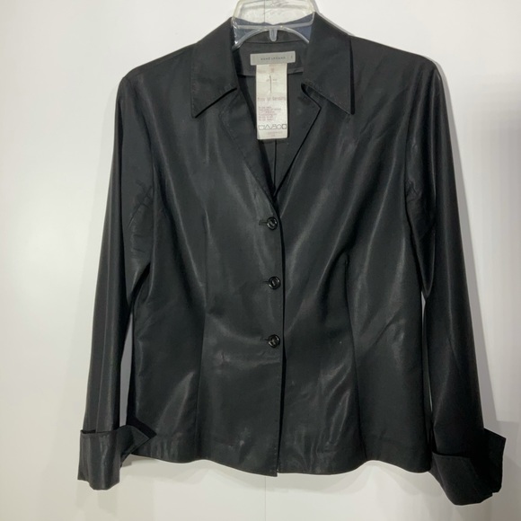 Rene’ Lezard Blazer Waist Jacket Wool Three Button Up Black Size 36 - Picture 4 of 12